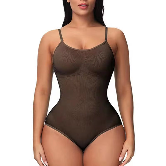 V-Neck Spaghetti Strap Compression Bodysuit