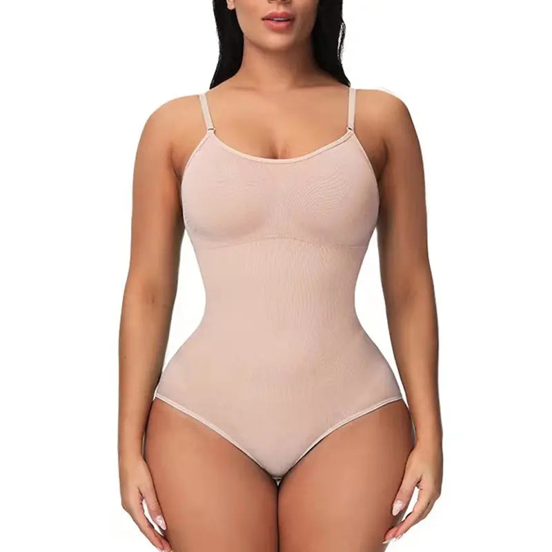 V-Neck Spaghetti Strap Compression Bodysuit