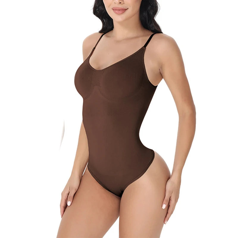 V-Neck Spaghetti Strap Compression Bodysuit