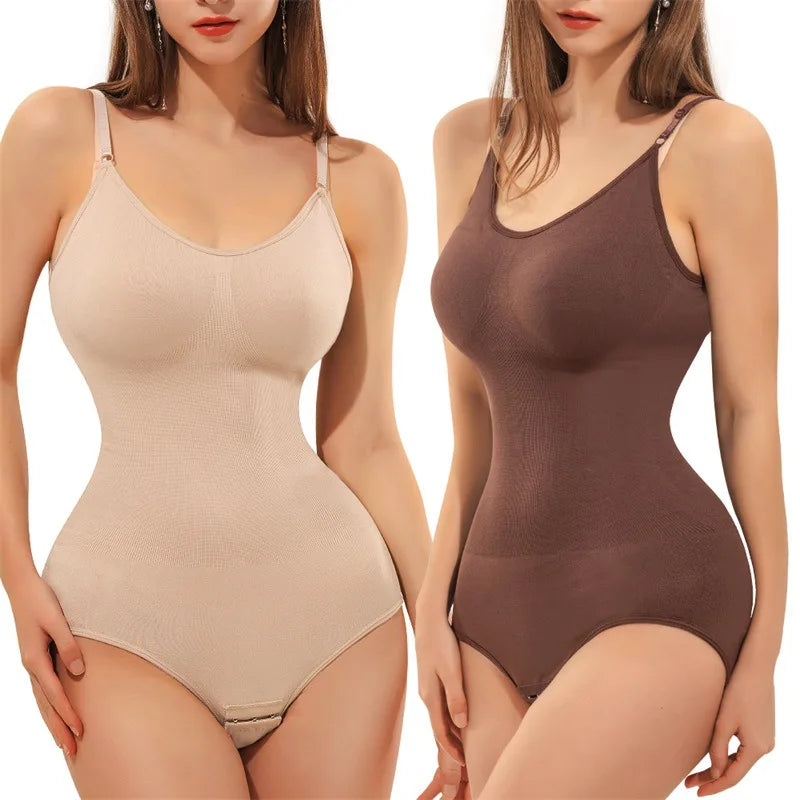 V-Neck Spaghetti Strap Compression Bodysuit